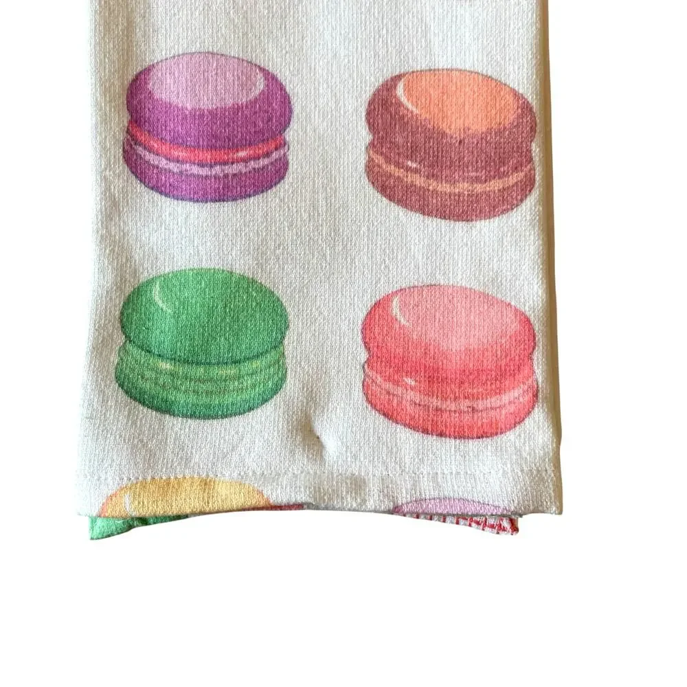Macaroon Kitchen Towels 18x28 Pop of Color Set of 3 by Mireille Designs NEW